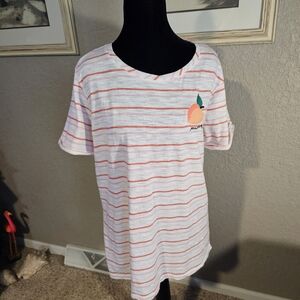 St. John's Bay "Peachy" Striped T-Shirt | Size XXL